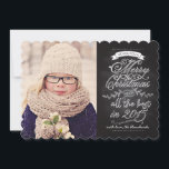 Elegant Modern Chalkboard Christmas Photo Card<br><div class="desc">Elegant, modern Christmas photo card featuring your favourite family photo. Illustrated with white flourishes, swirls and vintage banners on a black chalkboard background. Fancy and stylish, it reads "we wish you a merry Christmas and all the best in 2015" with a modern typography. Send the warmest wishes to family and...</div>