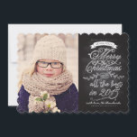 Elegant Modern Chalkboard Christmas Photo Card<br><div class="desc">Elegant, modern Christmas photo card featuring your favourite family photo. Illustrated with white flourishes, swirls and vintage banners on a black chalkboard background. Fancy and stylish, it reads "we wish you a merry Christmas and all the best in 2015" with a modern typography. Send the warmest wishes to family and...</div>