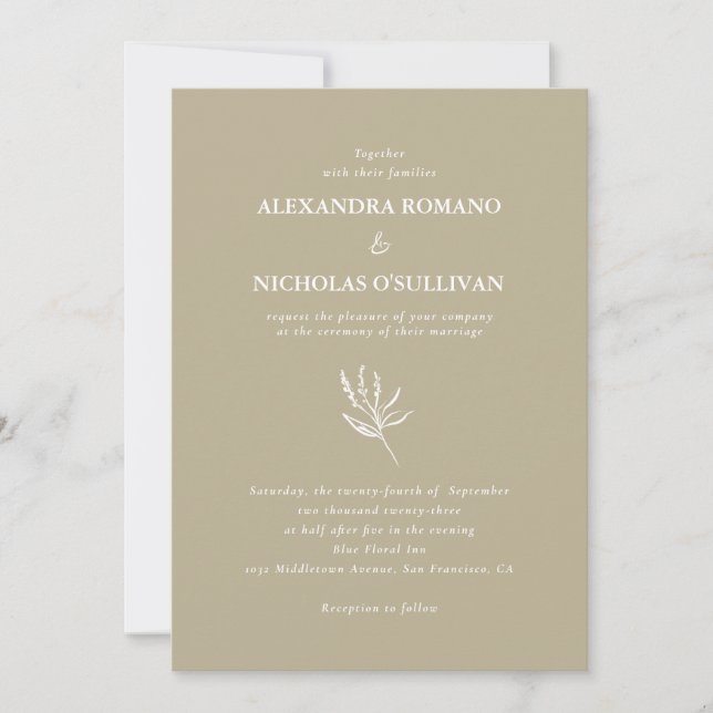 Elegant Modern Champagne Romantic Wedding  Invitation (Front)