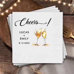 Elegant Modern Cheers Script Glasses Wedding Napkin