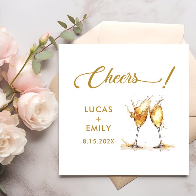 Elegant Modern Cheers Script Glasses Wedding Napkin (Creator Uploaded)
