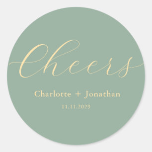 Elegant modern cheers script minimalist wedding classic round sticker