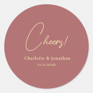Elegant modern cheers script minimalist wedding classic round sticker