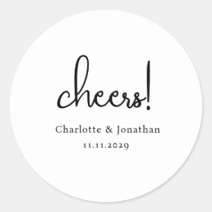 Elegant modern cheers script minimalist wedding classic round sticker