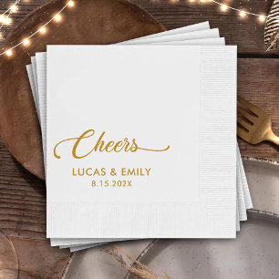 Elegant Modern Cheers Script Minimalist Wedding Napkin