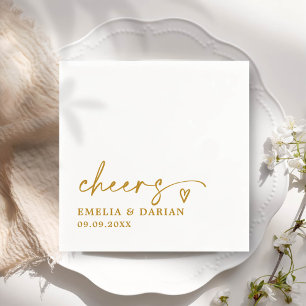 Elegant Modern Cheers Script Minimalist Wedding Napkin