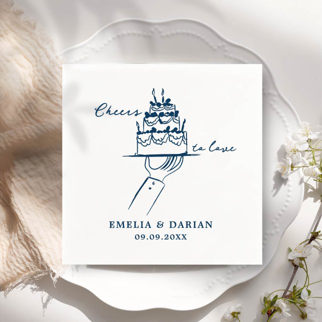 Elegant Modern Cheers to Love Minimalist Wedding N Napkin (Creator Uploaded)