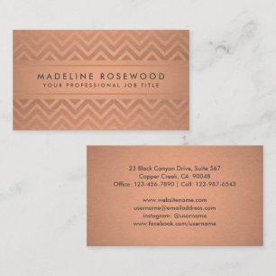 Elegant Modern Chevron Pattern Copper Faux Foil Business Card