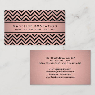 Elegant Modern Chevron Pink Rose Gold Faux Foil Business Card