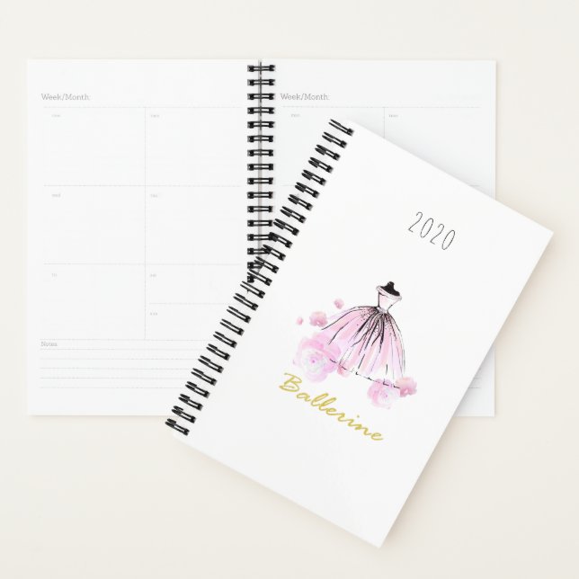 Elegant Modern Chic Ballerine Flower Watercolor Planner (Display)