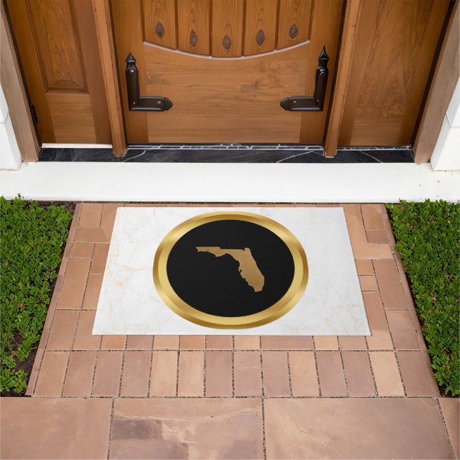 Elegant Modern Chic Black and Gold Florida Theme   Doormat (Outdoor)