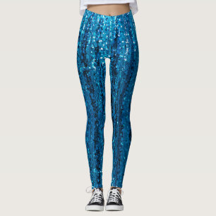 Elegant modern chic blue Glitter Sparkle sequins Leggings