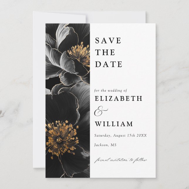 Elegant Modern Chic Botanical Floral Wedding Save The Date (Front)