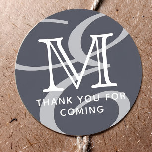 Elegant Modern Chic Double Monogram Thank You Classic Round Sticker
