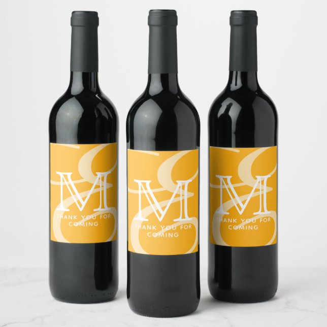 Elegant Modern Chic Double Monogram Thank You Wine Label (Bottles)
