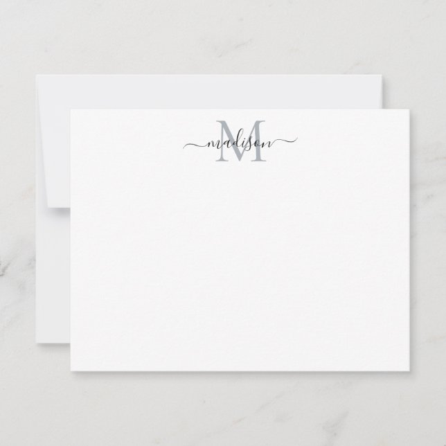 Elegant Modern Chic Feminine Script Monogram Grey Card (Front)