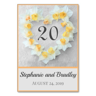 Elegant modern chic flower love heart wedding table number