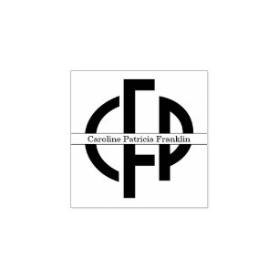 Elegant Modern Chic Geometric Monogram Initials Rubber Stamp