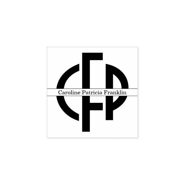 Elegant Modern Chic Geometric Monogram Initials Rubber Stamp (Imprint)