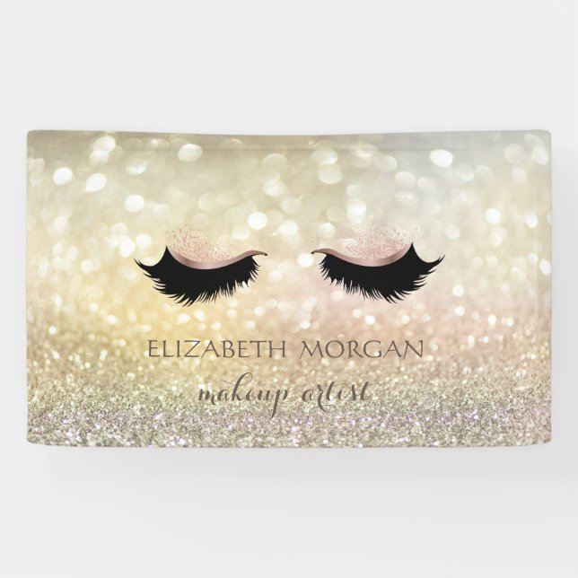Elegant Modern Chic Glamourous Bokeh Faux Lashes Banner (Horizontal)