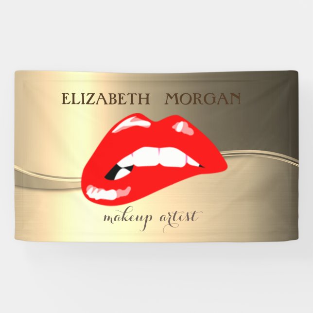 Elegant Modern Chic Glamourous ,Luminous, Red Lips Banner (Horizontal)