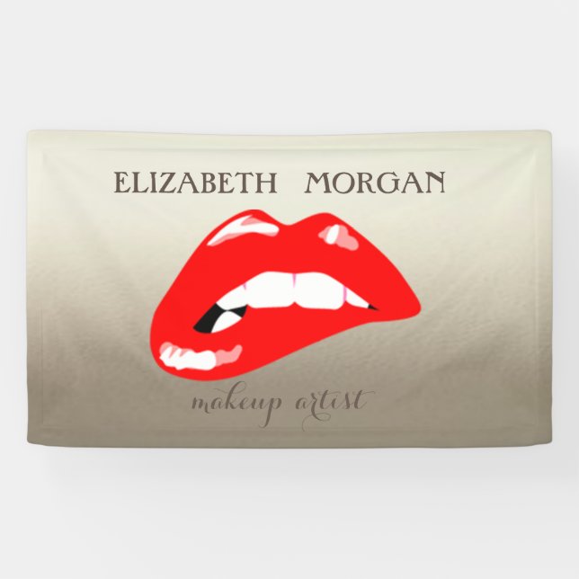 Elegant Modern Chic Glamourous ,Luminous, Red Lips Banner (Horizontal)