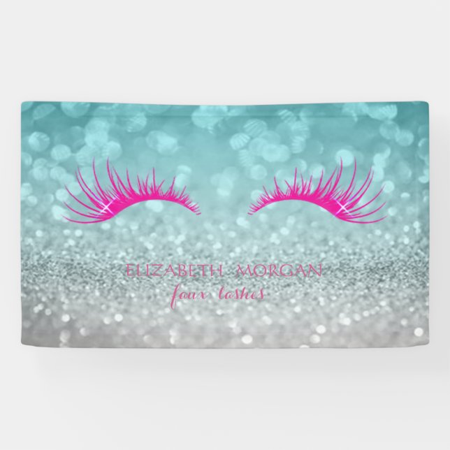 Elegant Modern Chic  Glittery Bokeh,Faux Lashes Banner (Horizontal)