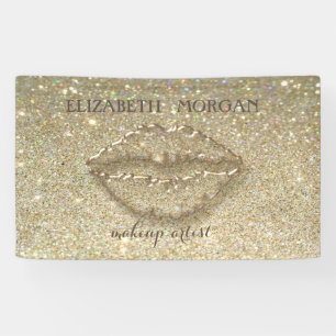 Elegant Modern Chic Glittery Bokeh,Lips Banner