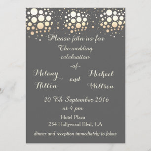 Elegant modern chic gold/bronze confetti wedding invitation