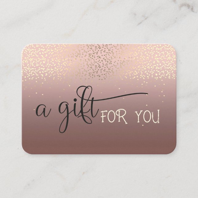 Elegant Modern Chic Gold Confetti  Discount Card (Front)