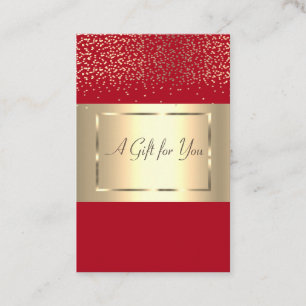 Elegant Modern Chic Gold Frame, Confetti Red Discount Card