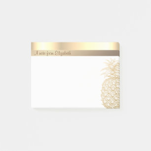 Elegant Modern Chic Gold Pineapple-  Personalised  Post-it Notes