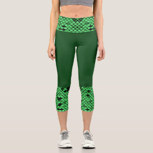 Elegant modern chic green Glitter Sparkle sequins Capri Leggings