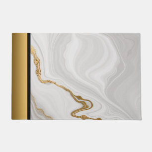 Elegant Modern Chic Grey White Gold Marble Pattern Doormat