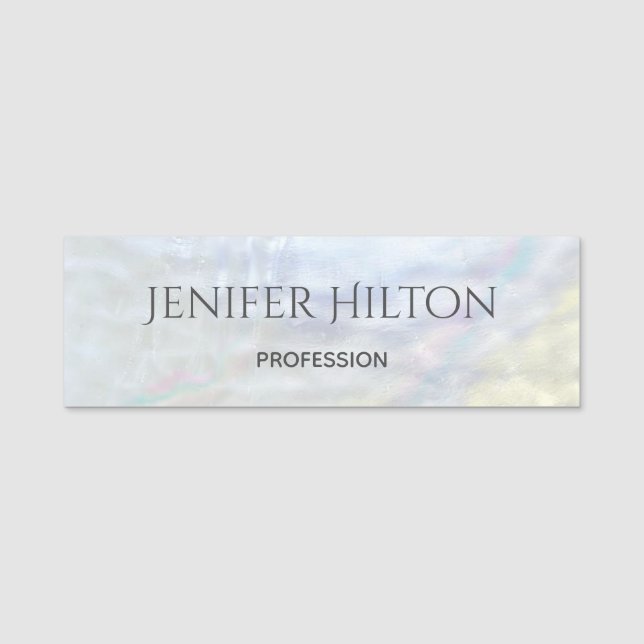 Elegant modern chic holographic name tag (Front)