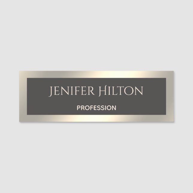 Elegant modern chic luminous gold shiny name tag (Front)
