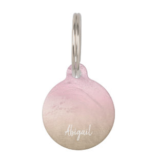 Elegant modern chic ombre rose gold glitter marble pet tag