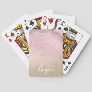 Elegant modern chic ombre rose gold glitter marble playing cards
