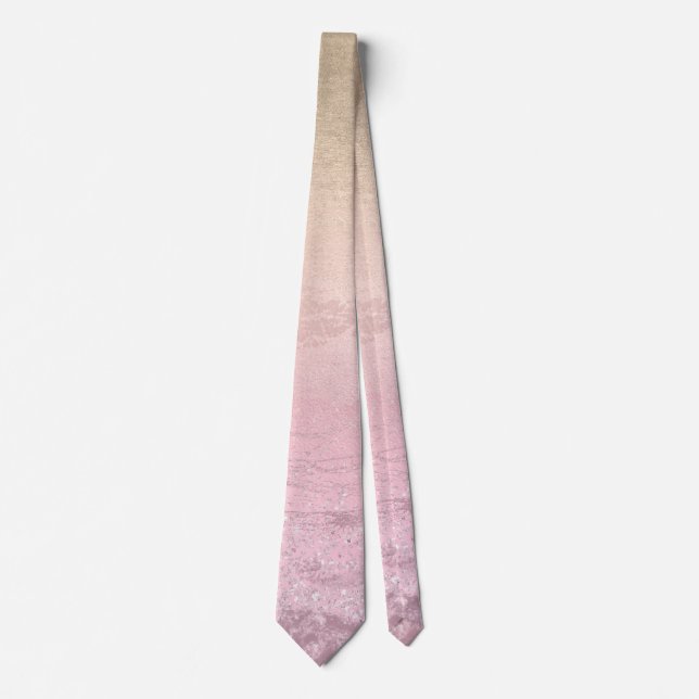 Elegant modern chic ombre rose gold glitter marble tie (Front)