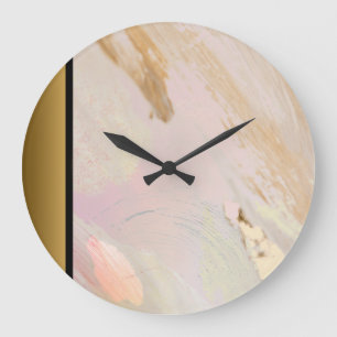 Elegant Modern Chic Pink Gold Marble Pattern  Large Clock