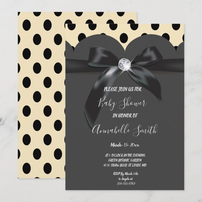 Elegant modern chic ribbon Baby Shower Invitation (Front/Back)