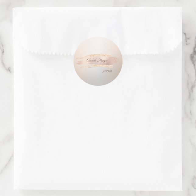 Elegant Modern,Chic Rose Gold Brush Stroke Classic Round Sticker (Bag)