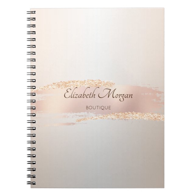 Elegant Modern,Chic Rose Gold Brush Stroke Notebook (Front)
