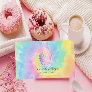 Elegant Modern,Chic Rose Gold Cupcake Tie Dye  Business Card
