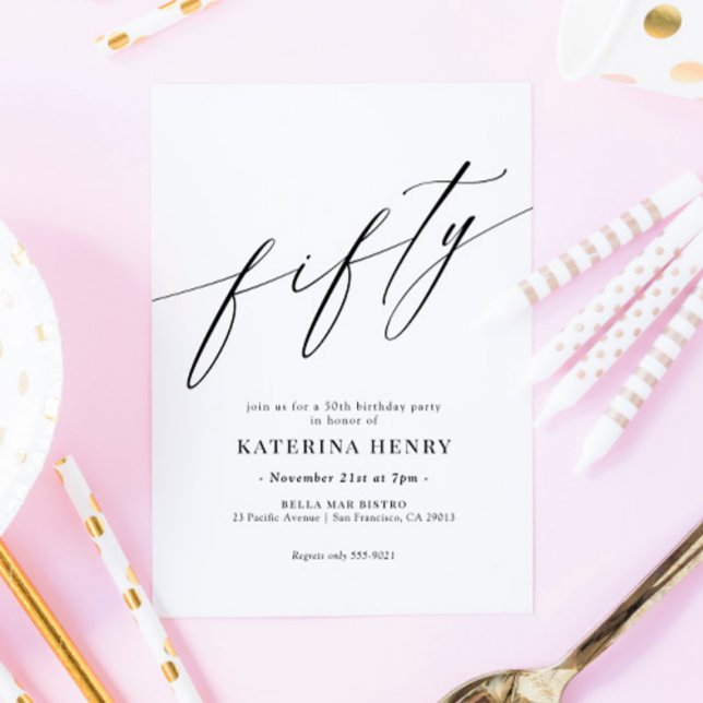 Elegant Modern Chic Script 50th Birthday Invitation (Creator Uploaded)
