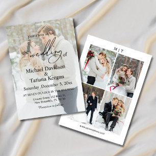 elegant modern chic script 5 photos wedding invitation
