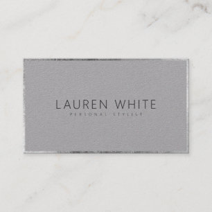 Elegant modern chic silver minimalist grey kraft business card