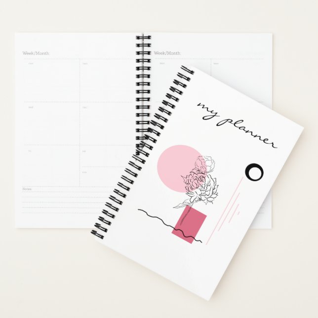 Elegant Modern Chic Simple Abstract Pink Planner (Display)