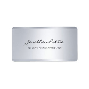 Elegant Modern Chic Simple Silver Hand Script Text Label