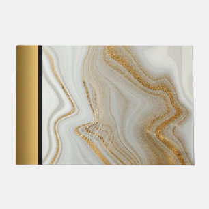 Elegant Modern Chic White Gray Gold Marble Pattern Doormat